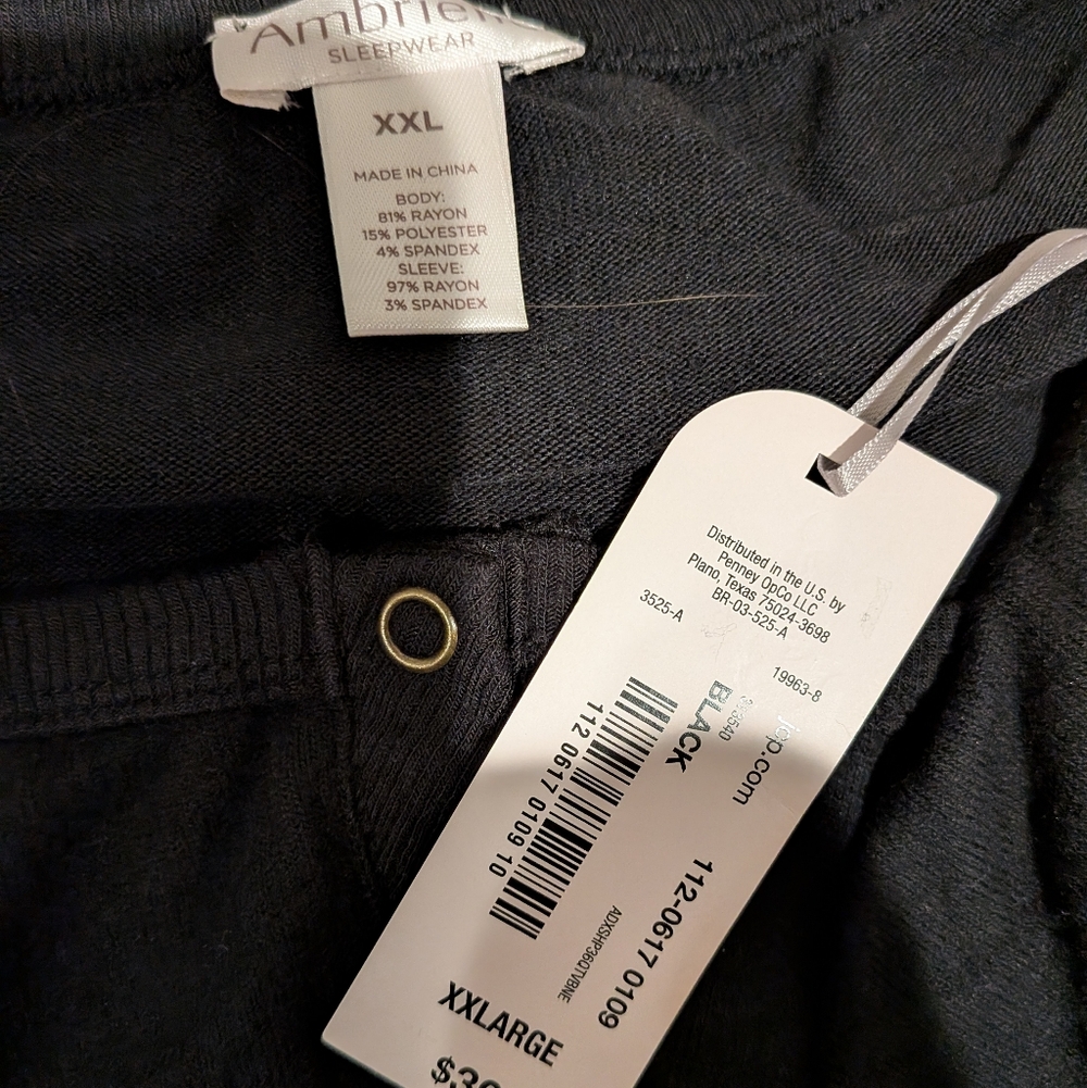 Ambrielle Black Button-Down Sleep Shirt - XXL - Picture 3 of 4